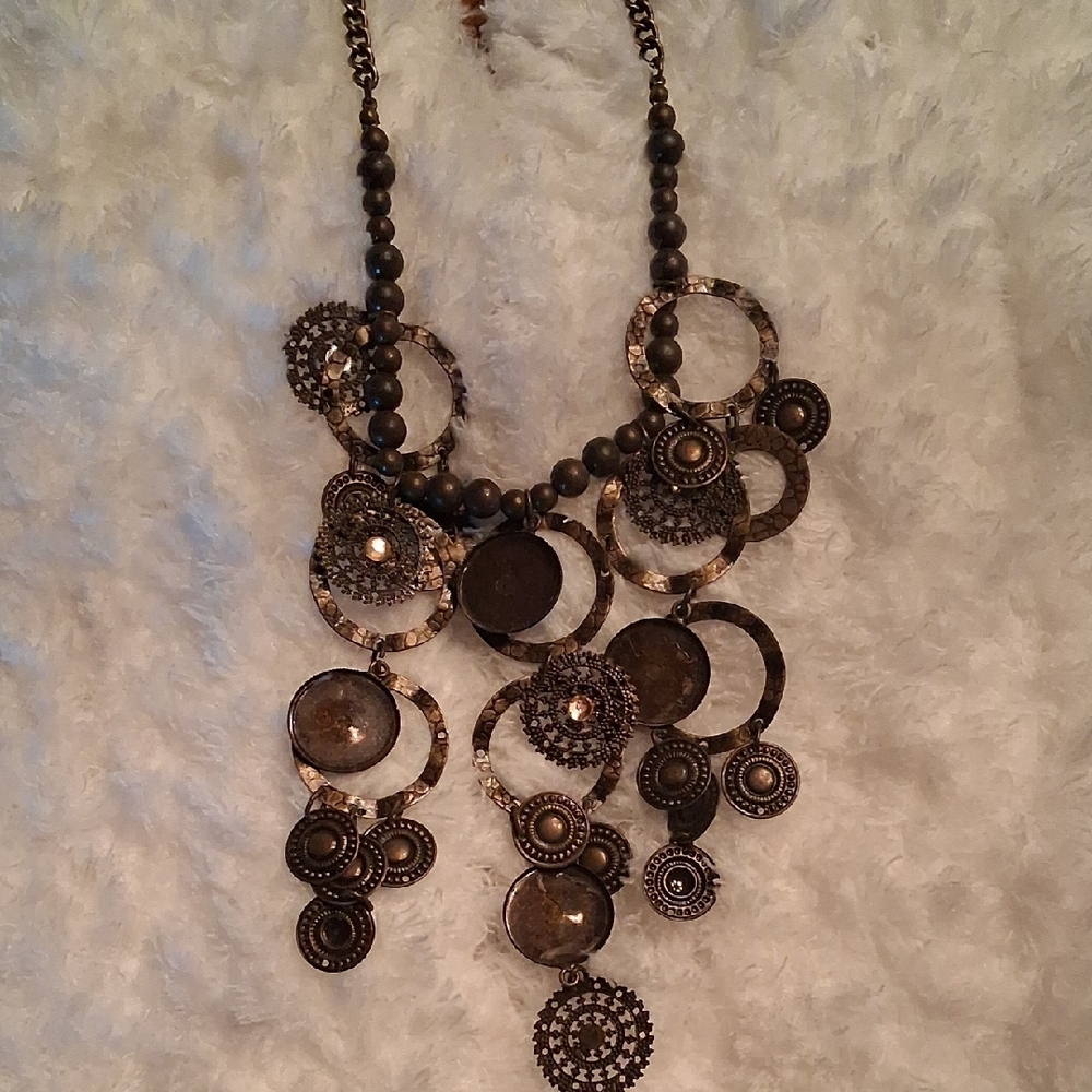 Artistic Bronze Statement Necklace